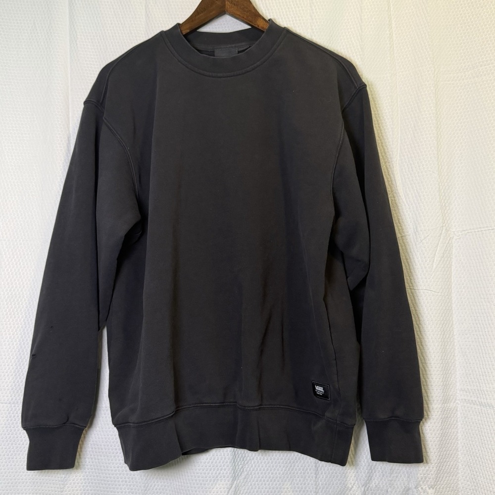 VANS Off The Wall Charcoal Black Crew Neck Pullover Sweatshirt Men's Medium READ